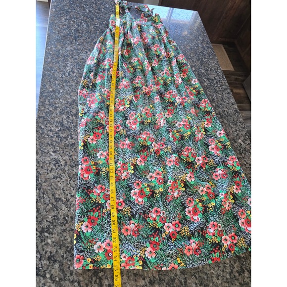 Vintage 70s Queen's Way Black Floral Maxi Dress Size M Retro Boho Summer Hippie - Picture 13 of 13